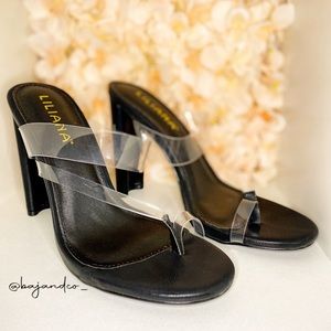 LONDON (Clear strap thong heel)